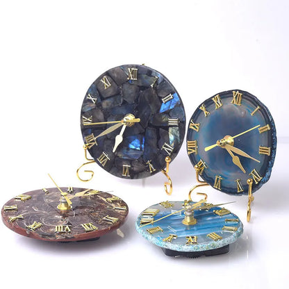 DecorBites™ Agate Stone Gold Digital Clock for Home Decoration
