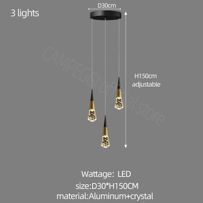 DecorBites™ Crystal Chandelier LED Staircase Lamp for Elegant Living Room, Kitchen, and Restaurant