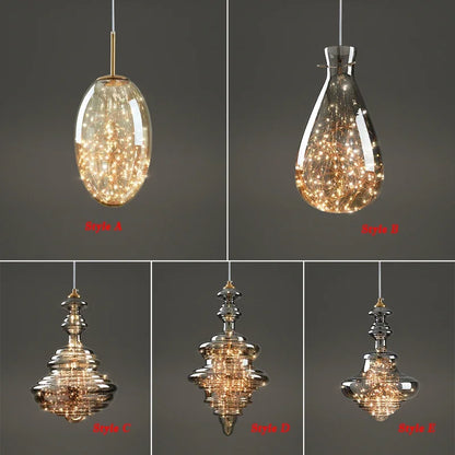 DecorBites™ Antique Brass Glass Chandelier for Dining Room and Bar