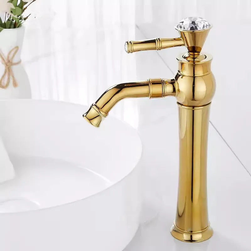™ Gold Brass Bathroom Faucet Single Handle Deck Mounted Basin Mixer Tap
