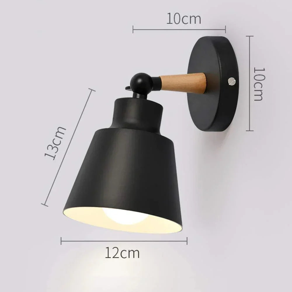 DecorBites™ Black Wooden Wall Light Modern E27 LED Sconce Living Room Decor