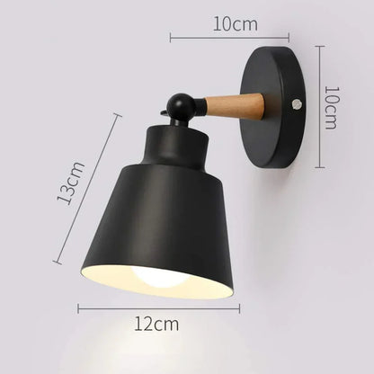 DecorBites™ Black Wooden Wall Light Modern E27 LED Sconce Living Room Decor