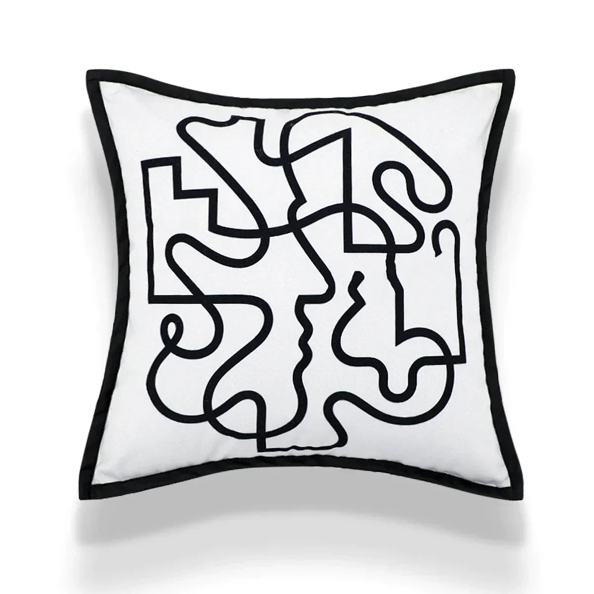 DecorBites™ Abstract Art Line Cushion Cover Plush Embroidered Pillowcase