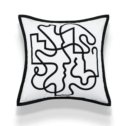 DecorBites™ Abstract Art Line Cushion Cover Plush Embroidered Pillowcase