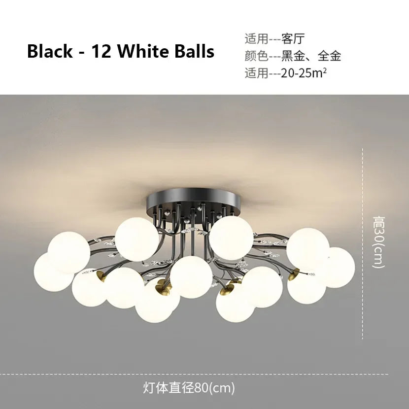 DecorBites™ Black Gold Chandelier with Clear Star Glass Ball Pendant Lights