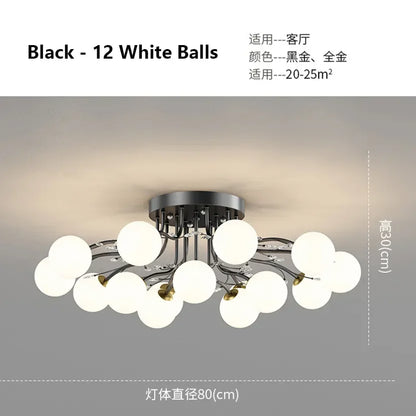 DecorBites™ Black Gold Chandelier with Clear Star Glass Ball Pendant Lights