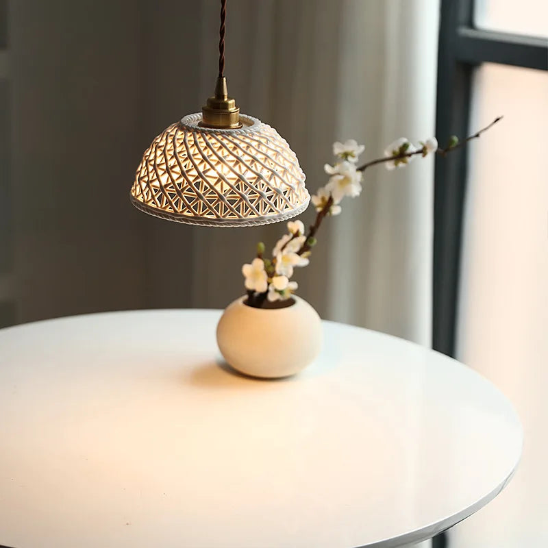 DecorBites™ Bule Ceramic LED Pendant Lamp Modern Nordic Hanging Light for Bedroom Restaurant