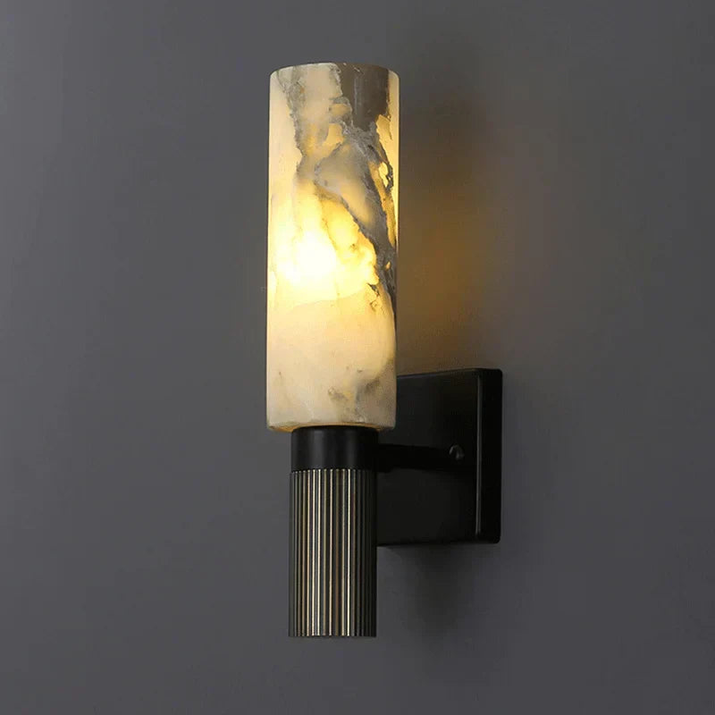 DecorBites™ Alabaster Copper Wall Lamp | Luxury Marble Sconce LED Light | Bedroom Living Room Fixture