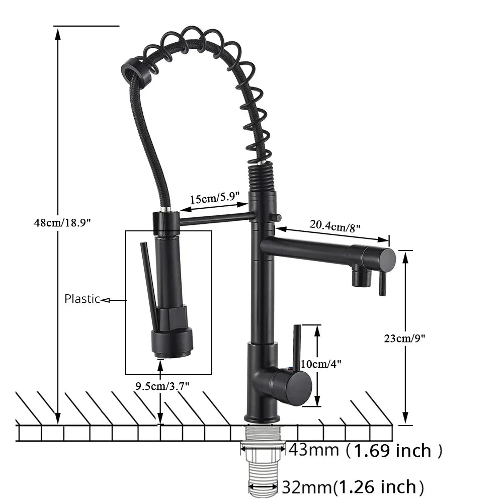 DecorBites™ Brass Kitchen Faucet Spring Swivel Spout Hot Cold Water Mixer Taps