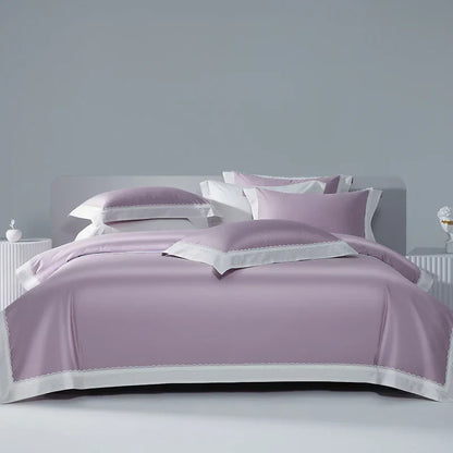 DecorBites™ Lace Patchwork Bedding Set: 1200TC Egyptian Cotton Duvet Cover, Sheet, Pillowcases