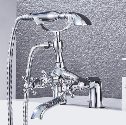 DecorBites™ Antique Chrome Bathtub Shower Mixer Faucet Tap Set for Bathroom