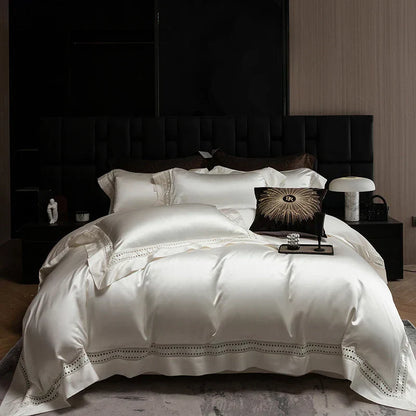 DecorBites™ 1000TC Egyptian Cotton Luxury Satin Bedding Set with Wide Hollow Edge