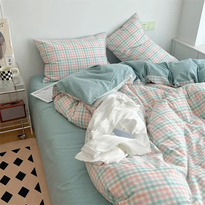™ Japanese Style Cotton Printed 4Pcs Bedding Set with Double-Sided Design