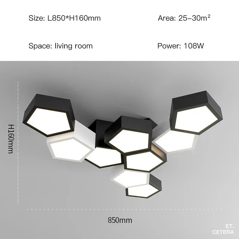 DecorBites™ Black White Diamond LED Ceiling Chandelier for Modern Home and Office