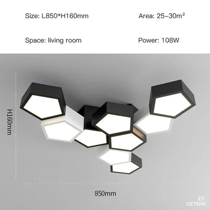 DecorBites™ Black White Diamond LED Ceiling Chandelier for Modern Home and Office