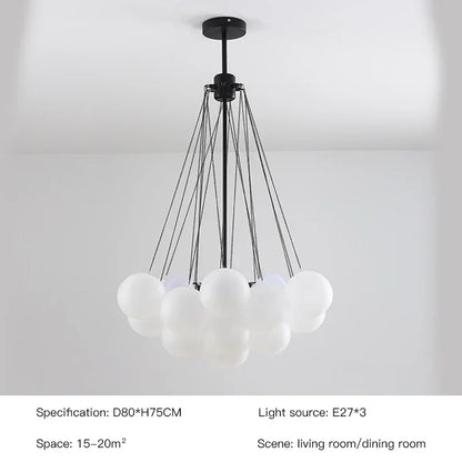 DecorBites™ Frosted Glass Ball LED Chandelier in Gold/Black for Dining Room & Bedroom