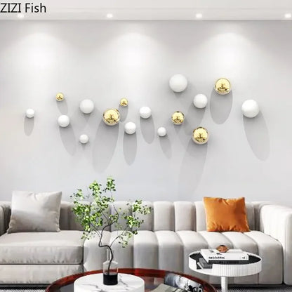 DecorBites™ Gold Ball Wall Decoration Ornaments Room Aesthetics Living Background Display