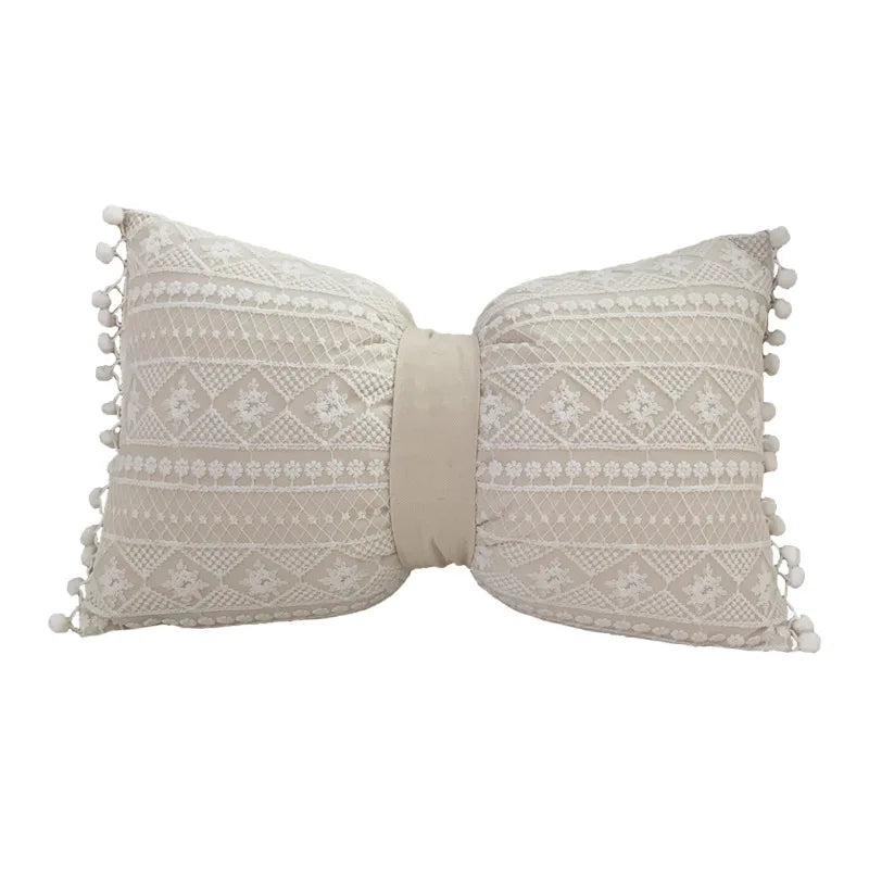 DecorBites™ Boho White Lace Floral Sofa Cushion Cover Wedding Decor Throw Pillows