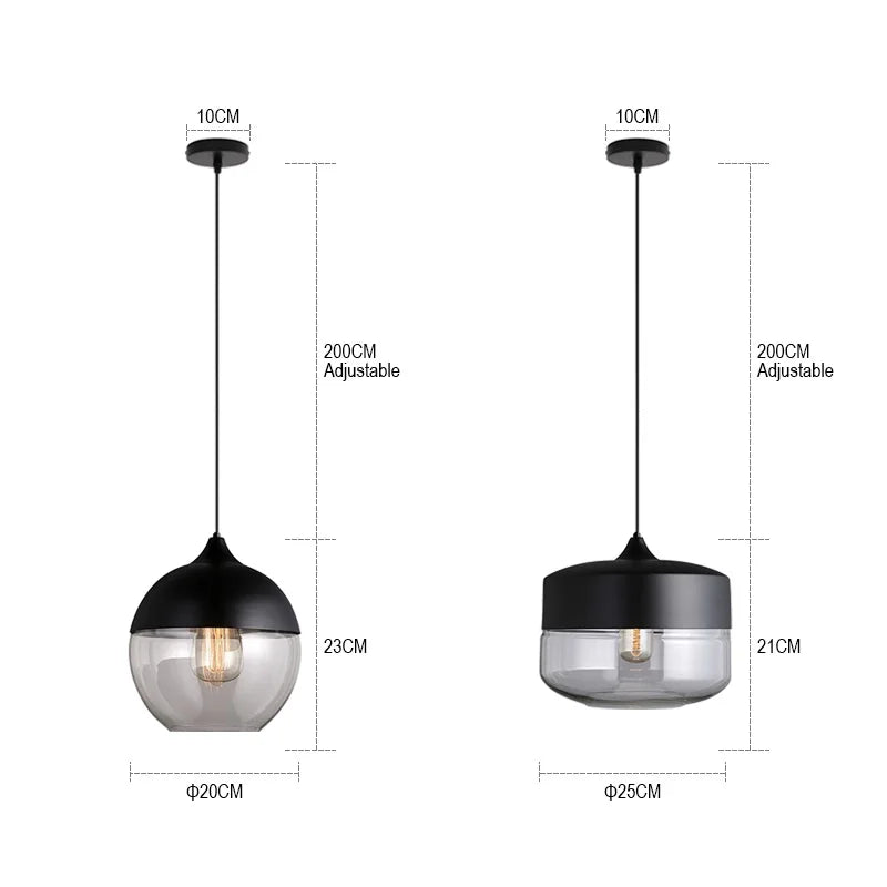 DecorBites™ Black Glass Pendant Lights: Modern Nordic Chandelier for Dining Room, Kitchen, Bedroom, and Restaurant