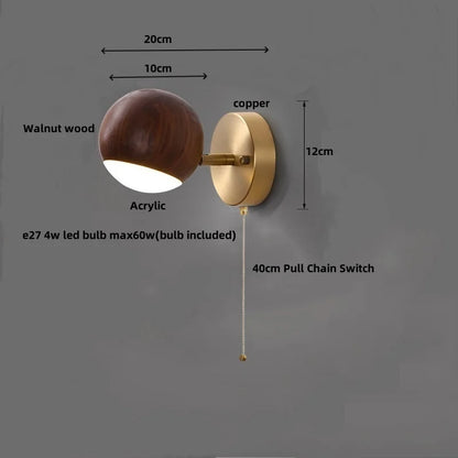 DecorBites™ LED Wall Sconce Light Fixture Walnut Base Modern Art Wandlamp