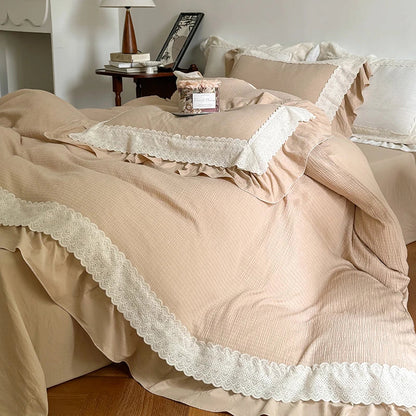 DecorBites™ French Lace Ruffles Bedding Set - Soft and Skin-friendly Duvet Cover Set