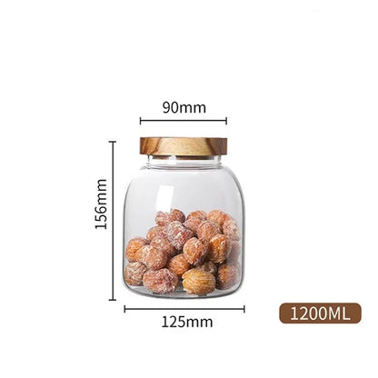 DecorBites™ 3L Kitchen Glass Jars with Acacia Airtight Lid - Set of 2 | Versatile Food Storage Containers