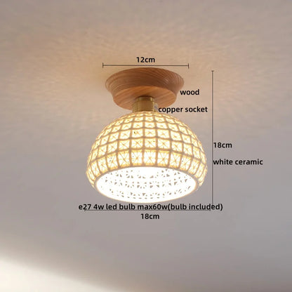 DecorBites™ Glass Wood LED Ceiling Light Modern Ceiling Lamp