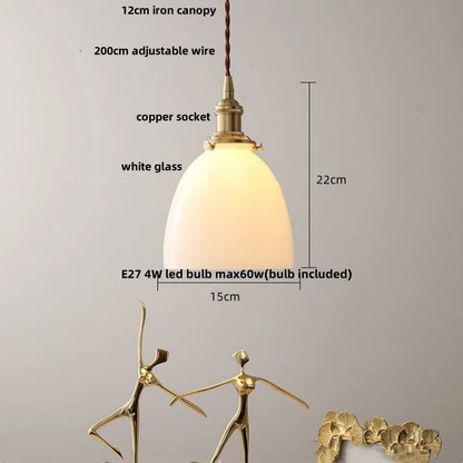 DecorBites™ Copper Canopy LED Pendant Light Fixture Green Glass Hanging Lamp