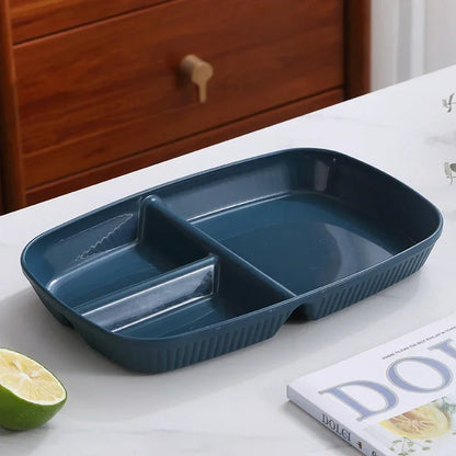 DecorBites™ Divided Dish Diet Plate with 3 Compartments, Microwave Safe Dinnerware for Adults