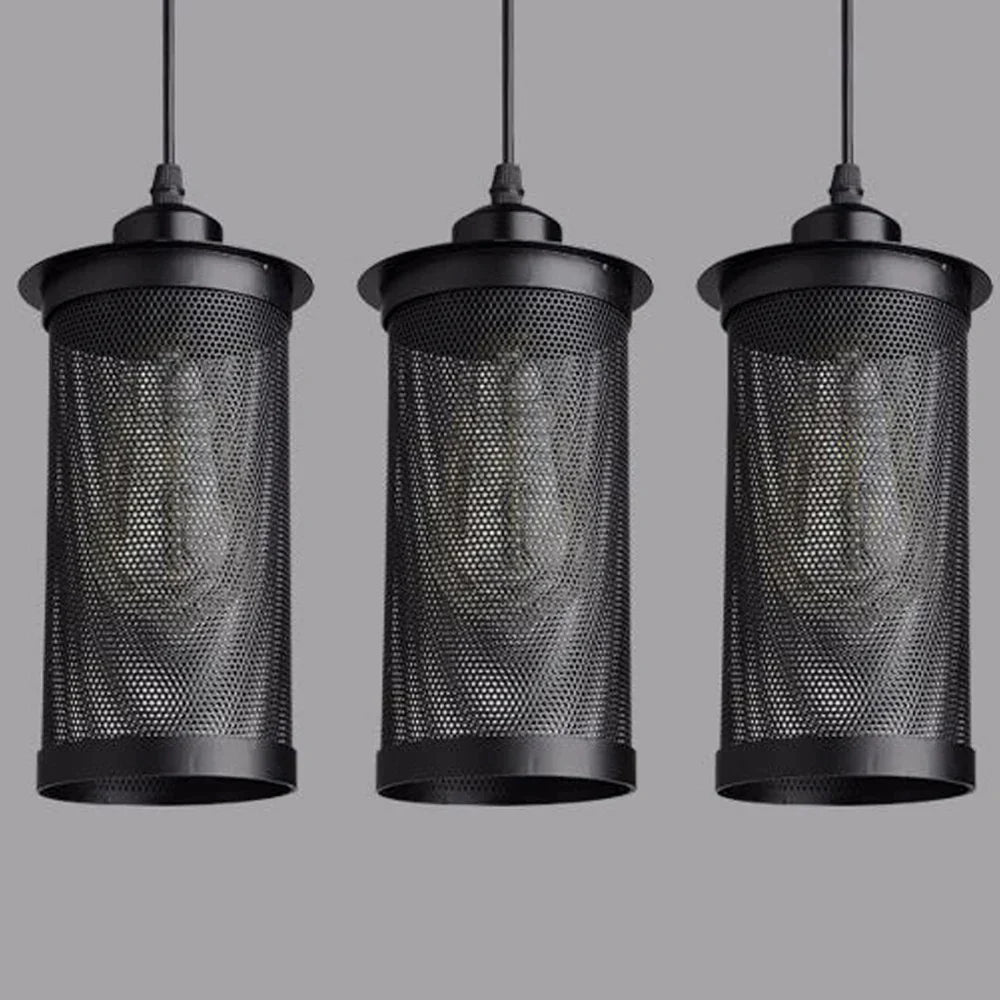 DecorBites™ Industrial Nordic Black Iron Cage Pendant Light Loft Hanging Lamp
