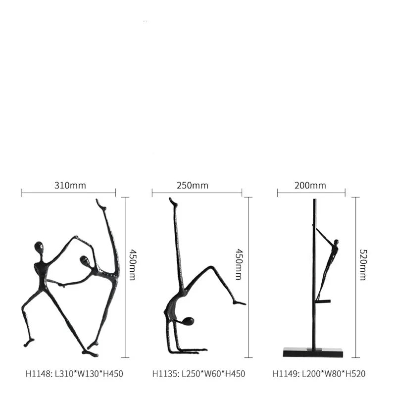 DecorBites™ Black Metal Sports Figure Sculpture for Elegant Home Decor