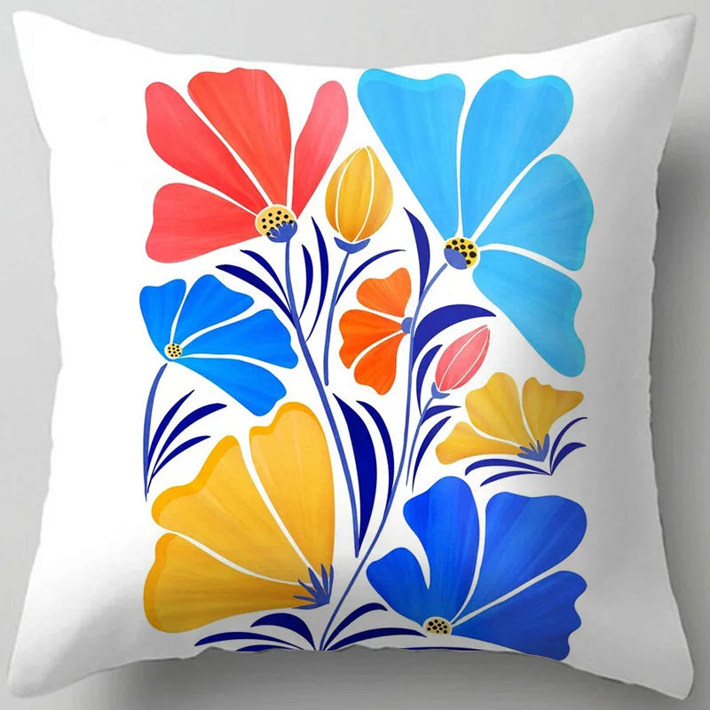 DecorBites™ Blue Flower Leaves Pattern Pillowcase - Nordic Style Living Room Cushion Cover
