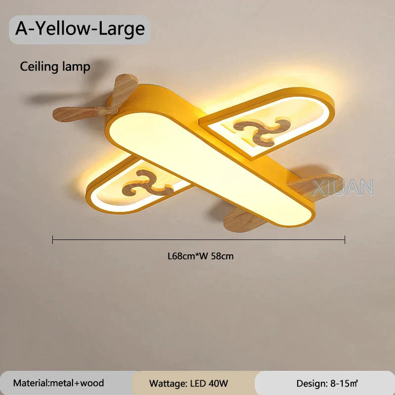 DecorBites™ Kids Airplane Pendant Lights Wood Metal Sconces Nursery School LED