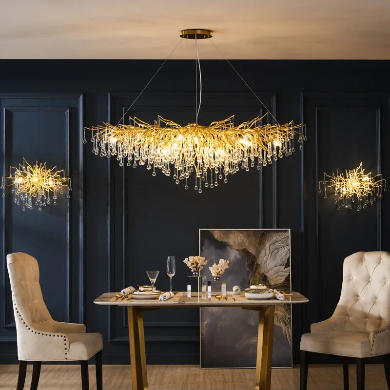 DecorBites™ Crystal Drop Chandelier for Dining Living Room Bedroom Luxury Decor