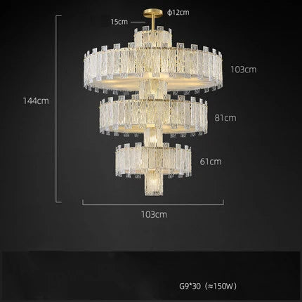 DecorBites™ Art Deco Golden Copper Glass Chandelier LED Lighting Fixture