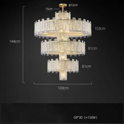 DecorBites™ Art Deco Golden Copper Glass Chandelier LED Lighting Fixture