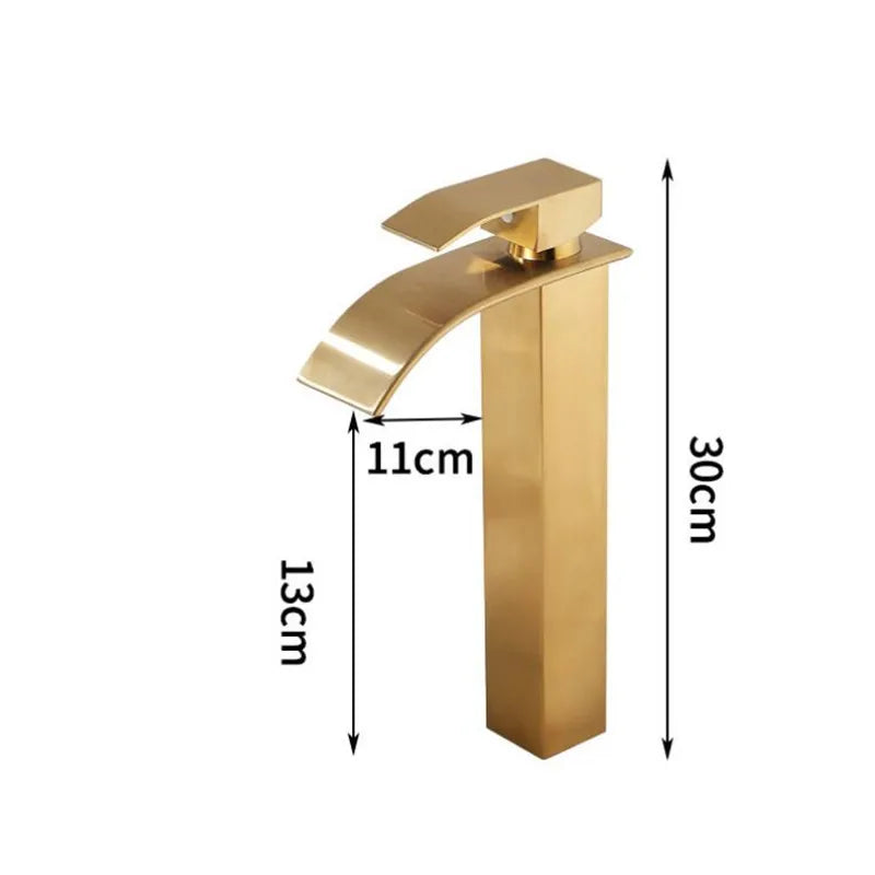 DecorBites™ Gold Bathroom Faucet: Brass Rose Gold Basin Waterfall Mixer Tap