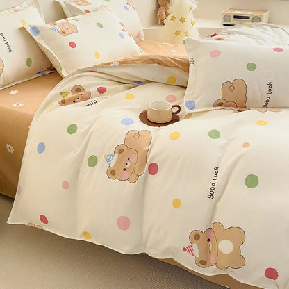 DecorBites™ Cotton Printed Bedding Set: Thick & Cozy Single Bedclothes for Adults & Kids