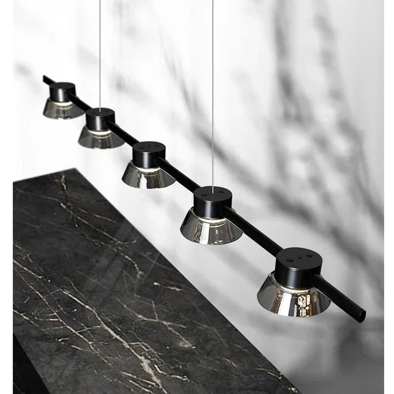 DecorBites™ Black Strip Chandelier: Modern Nordic LED Lighting for Office, Restaurant, Living Room