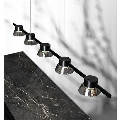 DecorBites™ Black Strip Chandelier: Modern Nordic LED Lighting for Office, Restaurant, Living Room