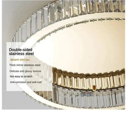 DecorBites™ Crystal Circle Ceiling Chandelier LED Indoor Lighting for Living Room Bedroom Study