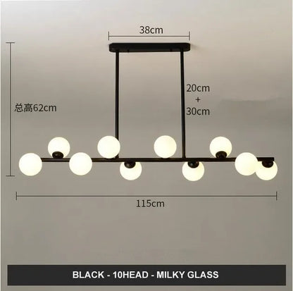 DecorBites™ Glass Balls Chandelier: Stylish Suspension Lighting for Dining Room, Kitchen, and Office
