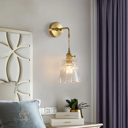 DecorBites™ Brass Glass LED Wall Sconce Light for Living Room, Bedroom, Bathroom