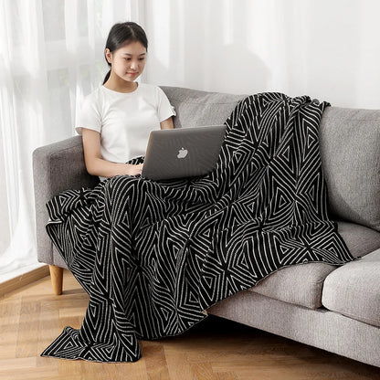 ™ Knitted Triangular Pattern Thin Blanket for Cozy Versatile Living Room Cover