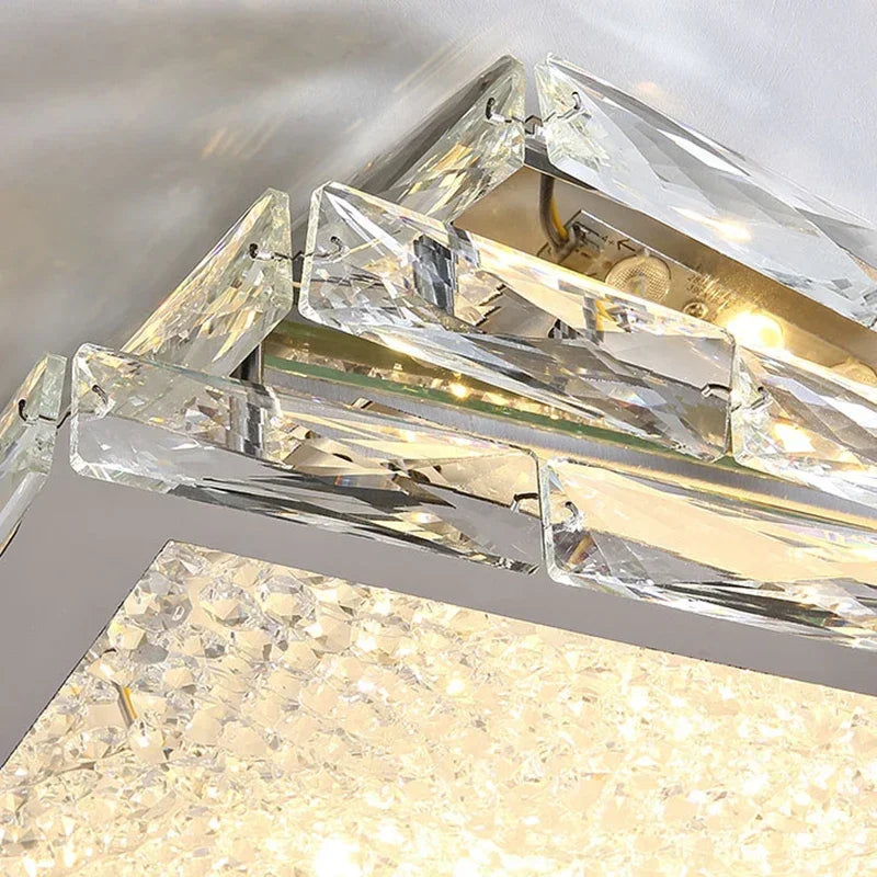 DecorBites™ Crystal Ceiling Lamp: Modern Gold Light Luxury LED Square Chrome Indoor Lighting