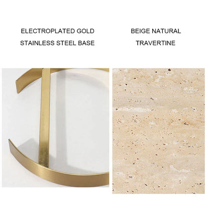 DecorBites™ Beige Brown Travertine Marble Tray with Metal Frame
