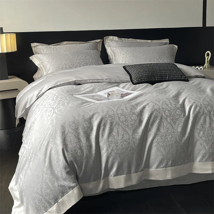 DecorBites™ Jacquard Bedding Set - Lyocell Cotton Bed Linens, Sheet, Pillowcase, Quilt Cover