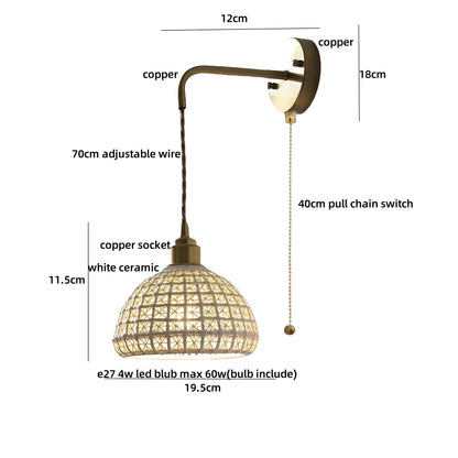 DecorBites™ Ceramic LED Wall Lights with Pull Chain Switch for Restaurant and Bedside