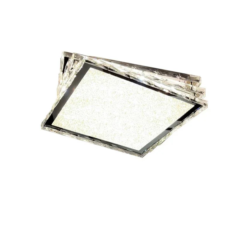 DecorBites™ Crystal Ceiling Lamp: Modern Gold Light Luxury LED Square Chrome Indoor Lighting