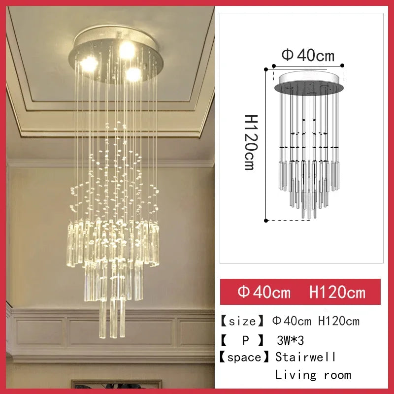 DecorBites™ Crystal Chandelier for Staircase & Living Room - Modern LED Lighting Solution